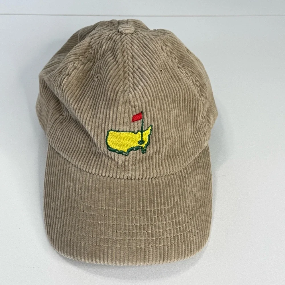 VTG Masters American Needle Corduroy Baseball Cap Hat USA Beige Augusta National